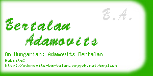 bertalan adamovits business card